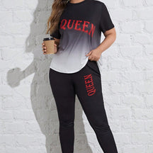 Conjunto Feminino esportivo Manga Regular Gola Redonda Queen. Plus Size