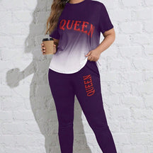 Conjunto Feminino esportivo Manga Regular Gola Redonda Queen. Plus Size