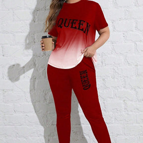 Conjunto Feminino esportivo Manga Regular Gola Redonda Queen. Plus Size