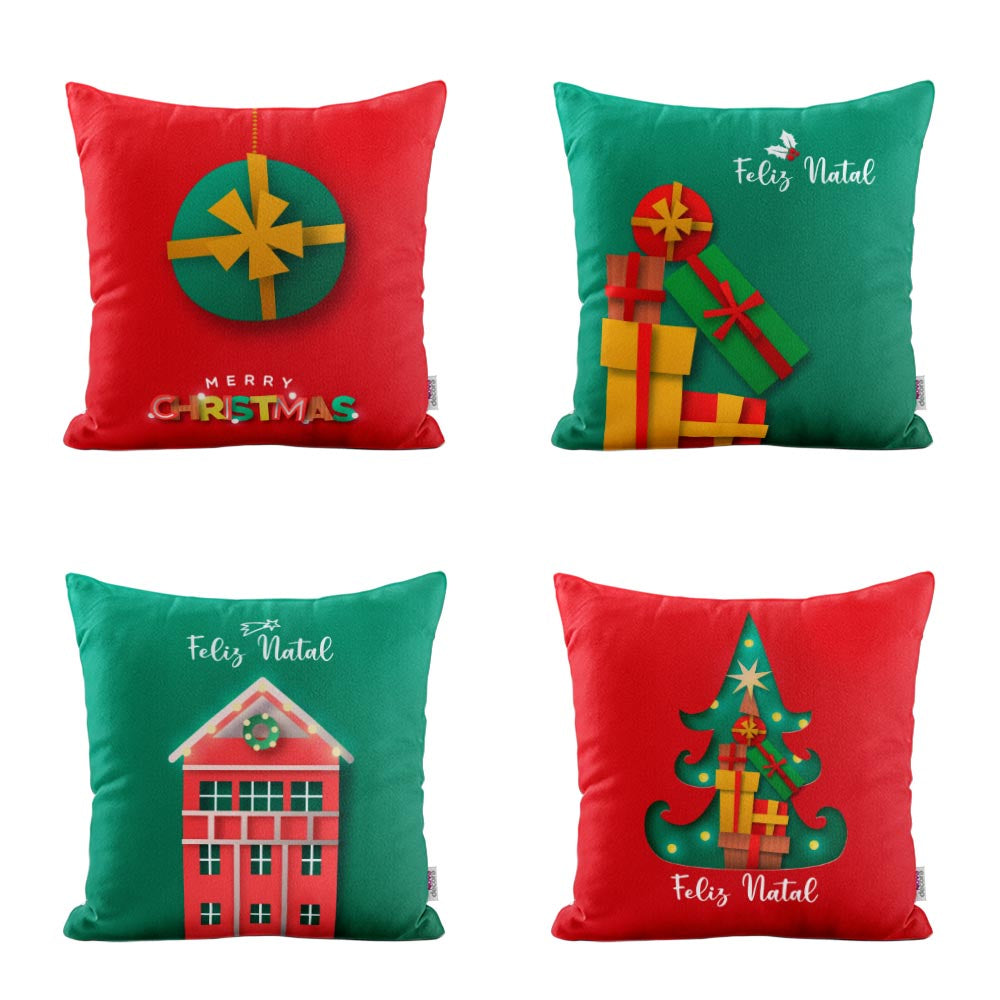 Kit Capas de Almofadas de Natal Para Decoração de Sofá