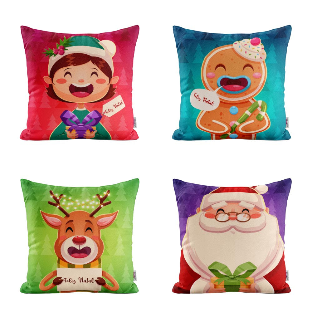 Kit Capas de Almofadas de Natal Para Decoração de Sofá