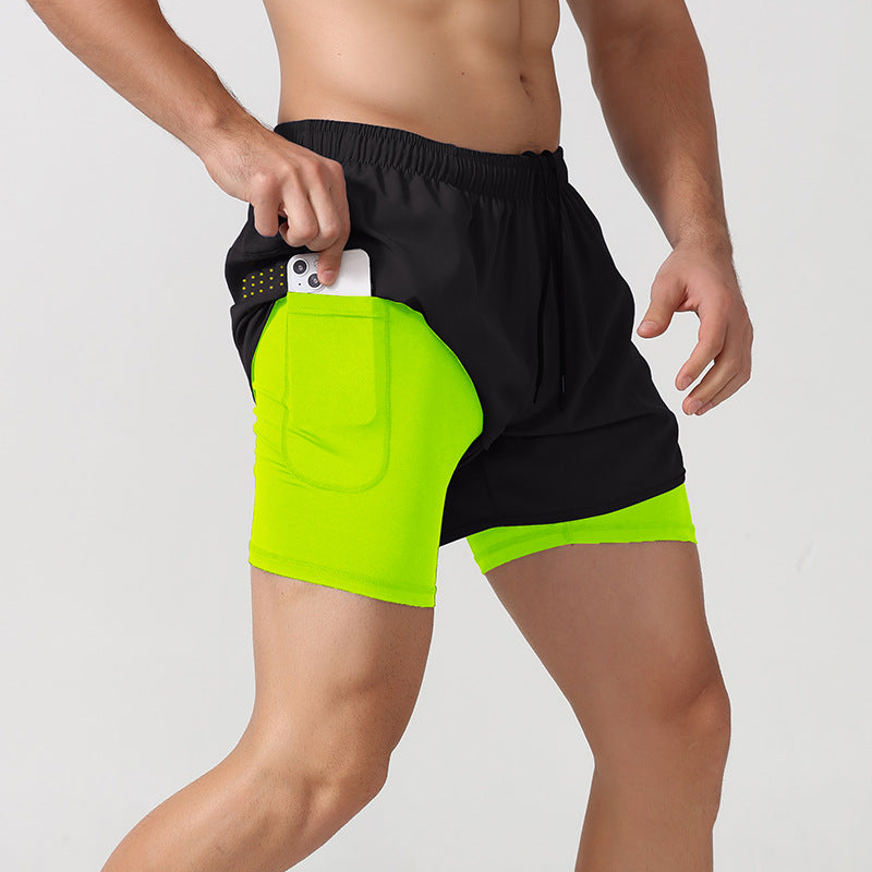 Short Fitness Masculino de Compressão 2 em 1 para Corrida