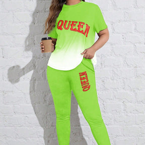 Conjunto Feminino esportivo Manga Regular Gola Redonda Queen. Plus Size