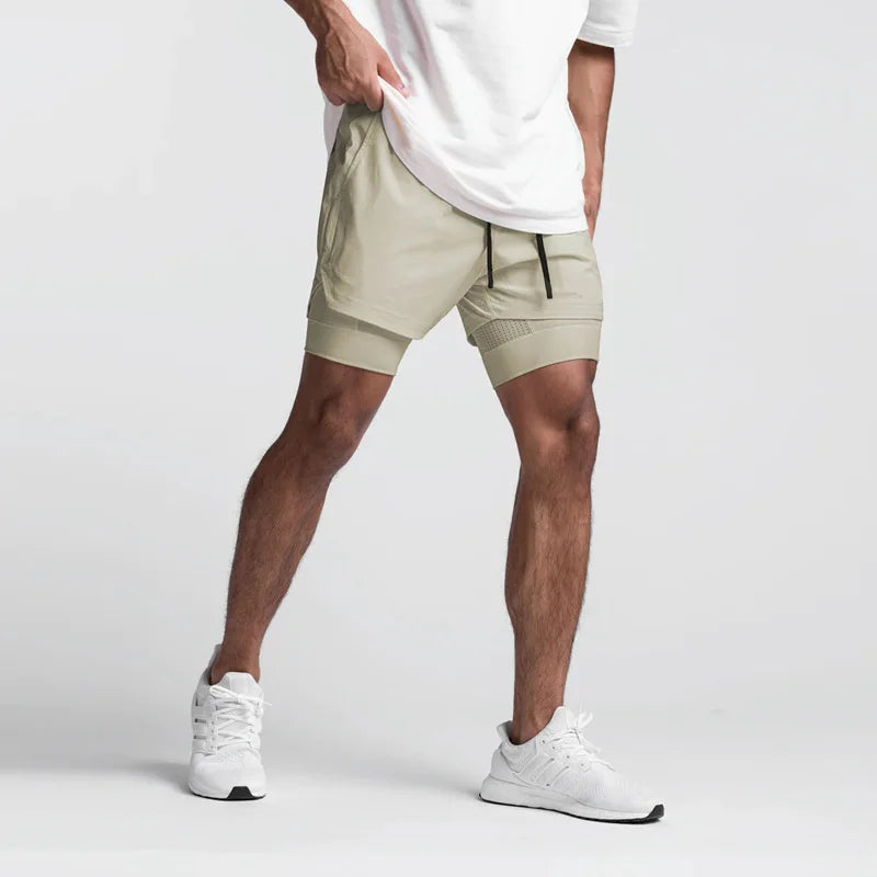 Short Fitness Masculino 2 em 1 de Academia Bolso Anti Furto