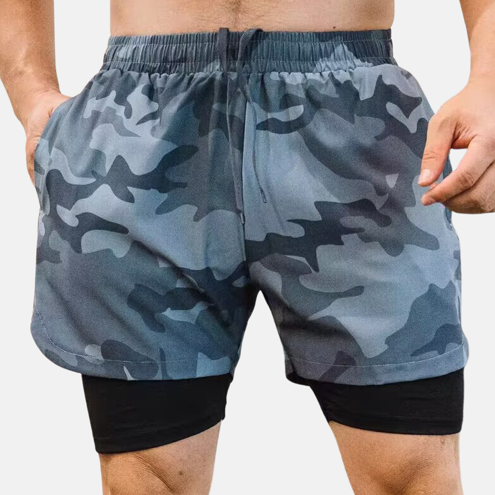 Short Fitness Masculino2 em 1 de Academia com Bolso Interno