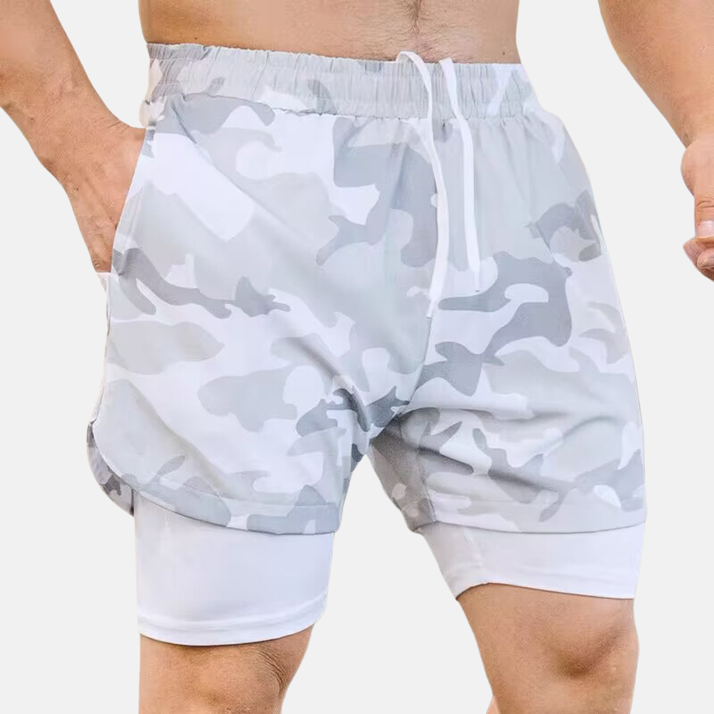 Short Fitness Masculino2 em 1 de Academia com Bolso Interno