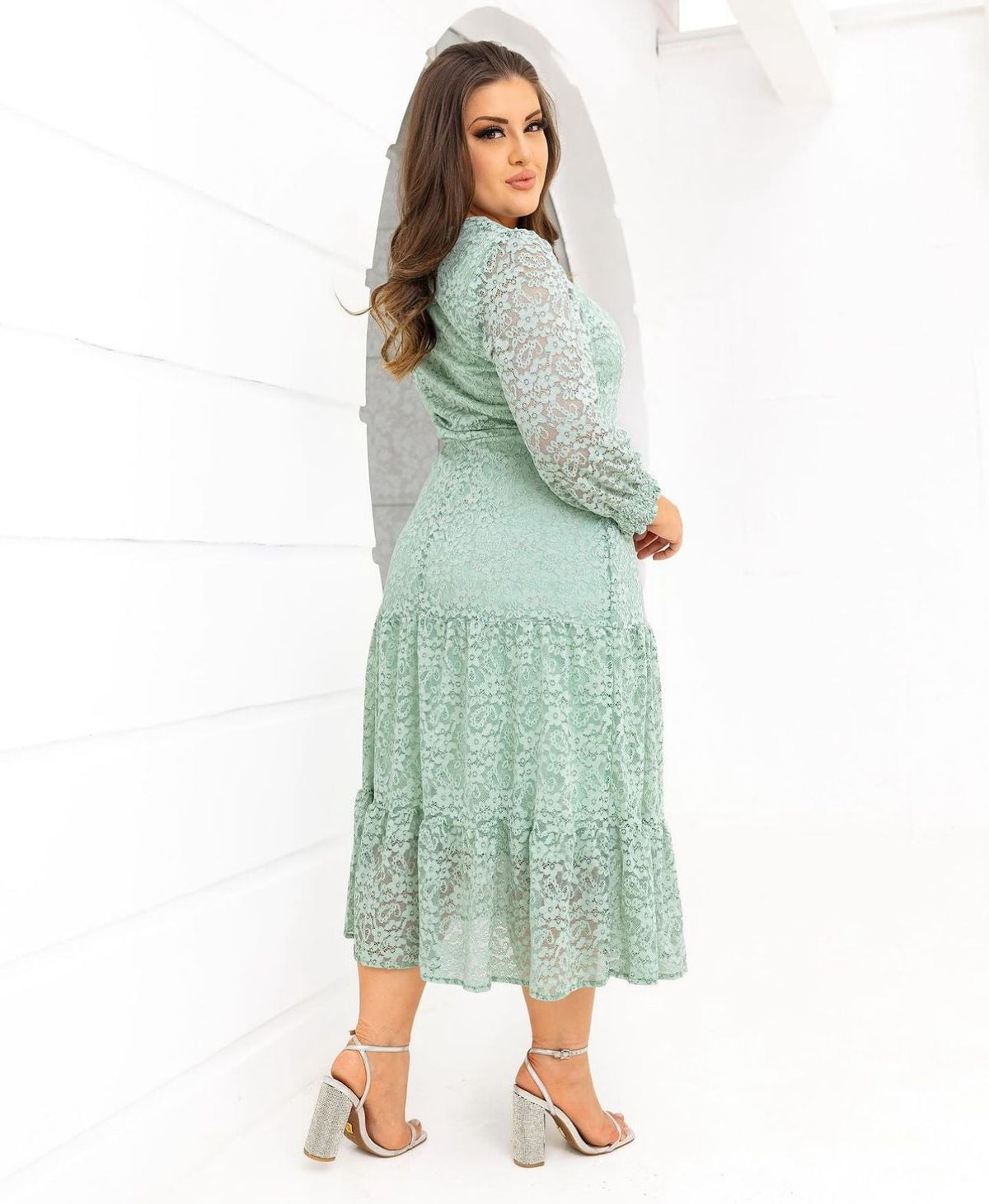 Vestido Midi em Tule Menta