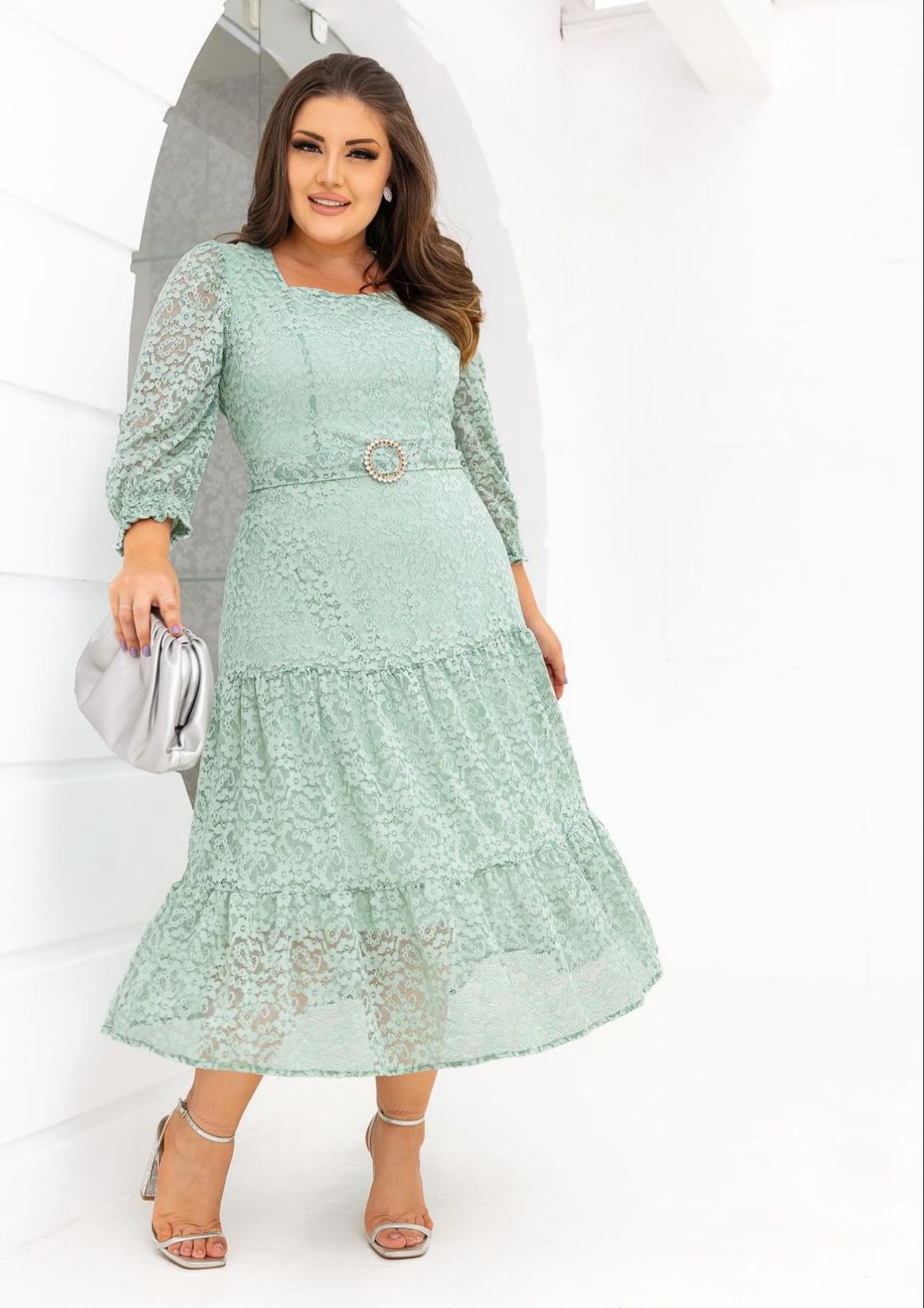 Vestido Midi em Tule Menta