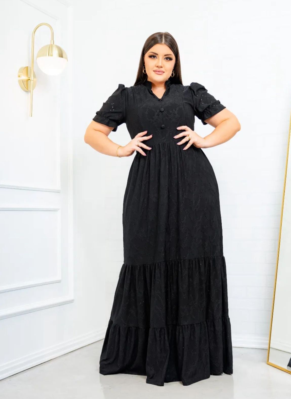 Vestido Longo em Laise Preto