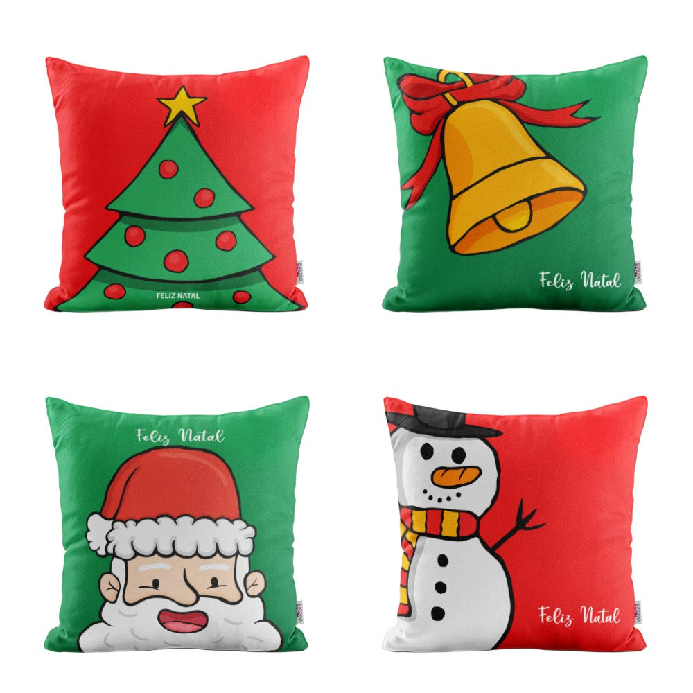 Kit Capas de Almofadas de Natal Para Decoração de Sofá