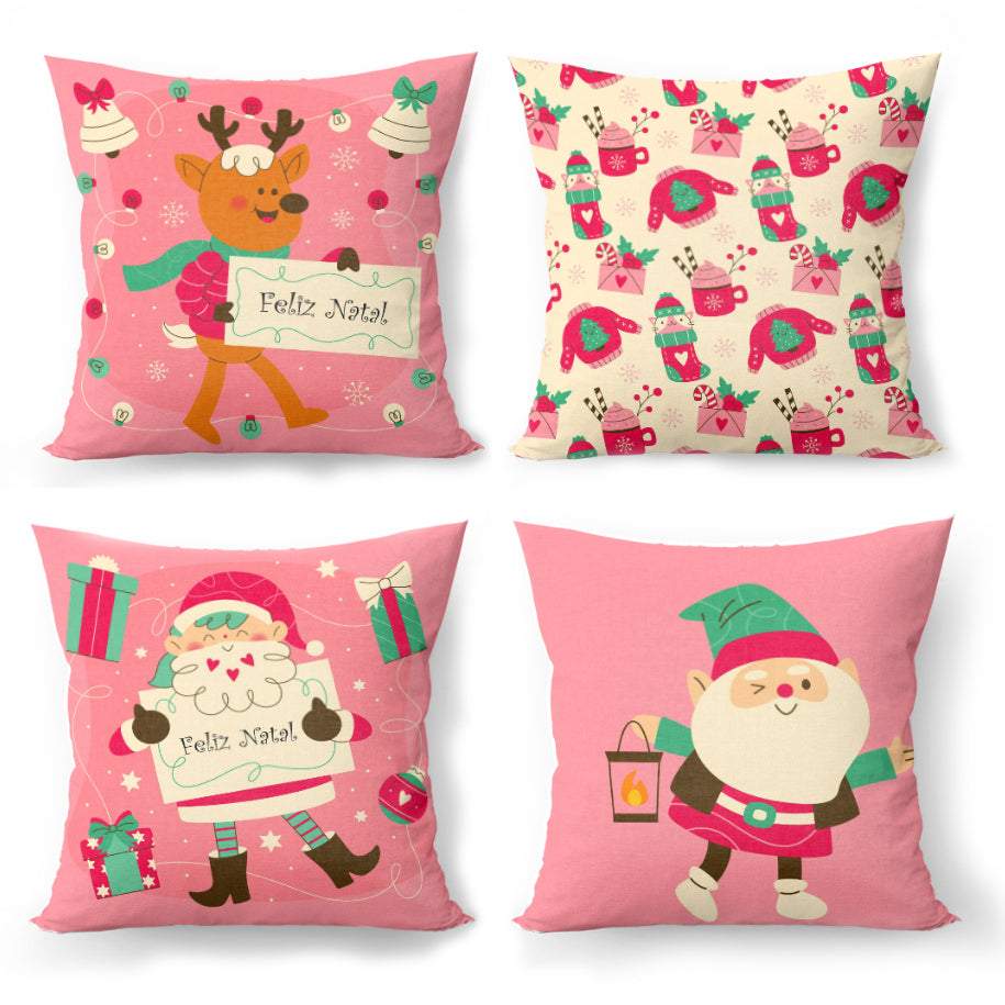 Kit Capas de Almofadas de Natal Para Decoração de Sofá