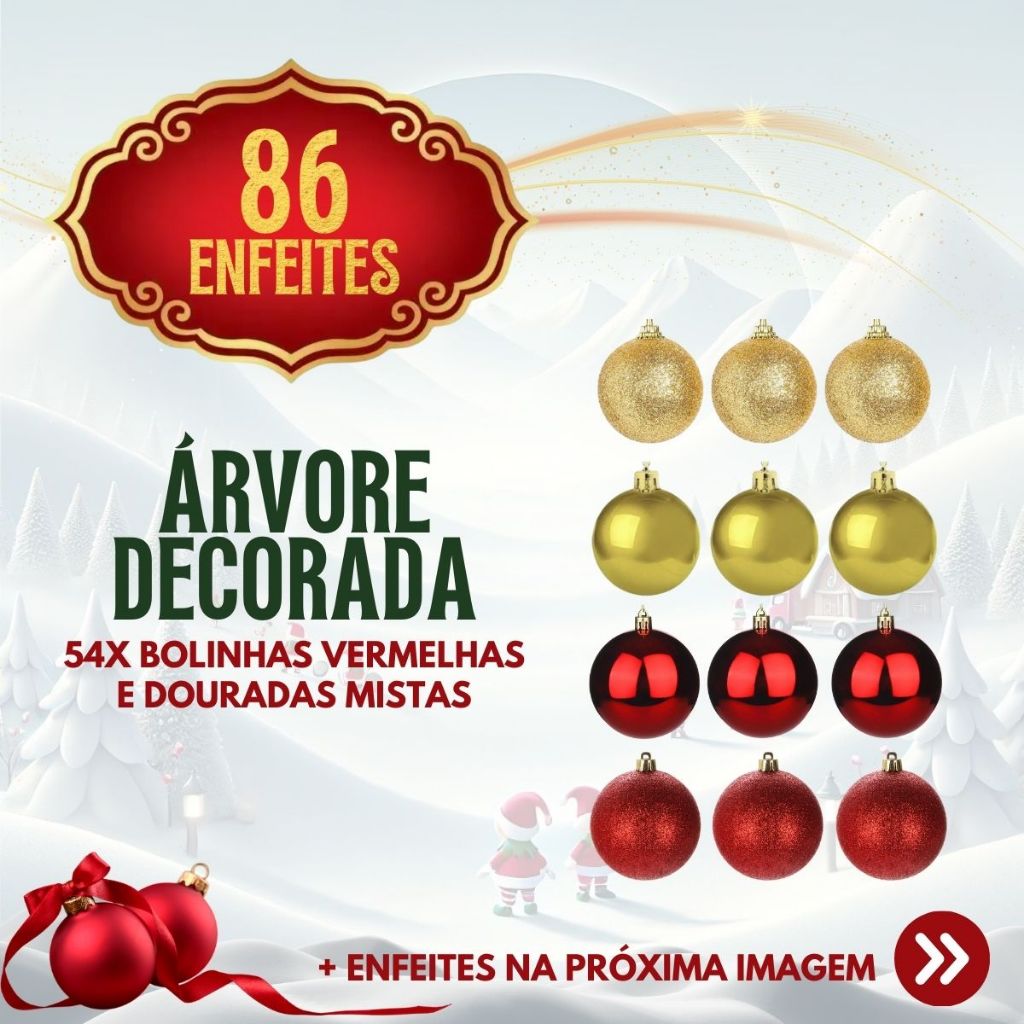 Árvore De Natal 1,50m Decorada + Enfeites Luxo E Pisca Pisca