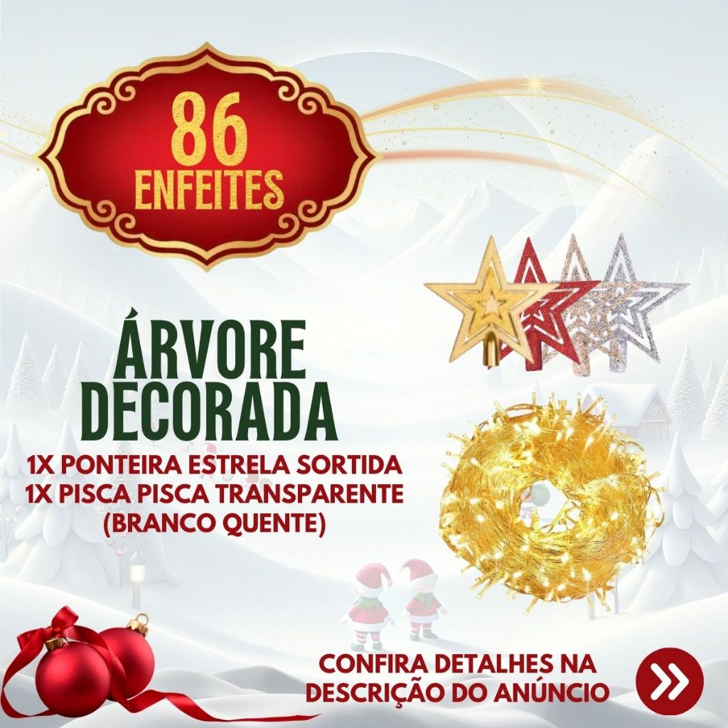 Árvore De Natal 1,50m Decorada + Enfeites Luxo E Pisca Pisca