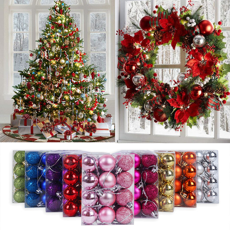 Decoração De Natal / 4cm 36 Peças Bolas Coloridas De Natal Com Glitter