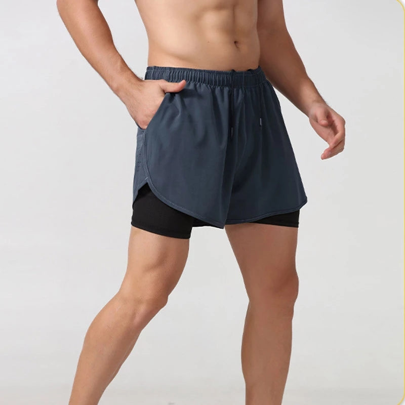 Short Fitness Masculino de Compressão 2 em 1 para Corrida