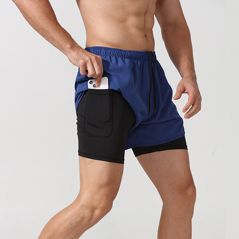 Short Fitness Masculino de Compressão 2 em 1 para Corrida