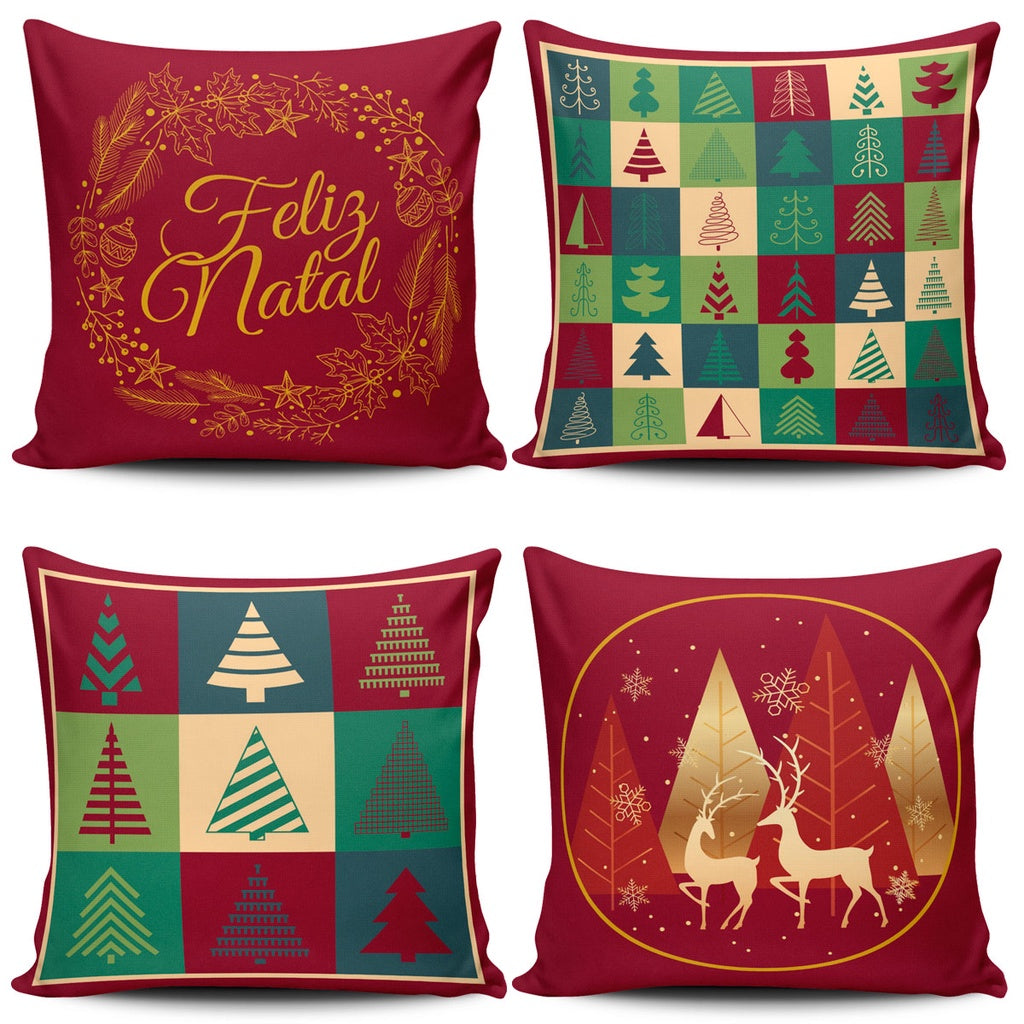 Kit Capas de Almofadas de Natal Para Decoração de Sofá