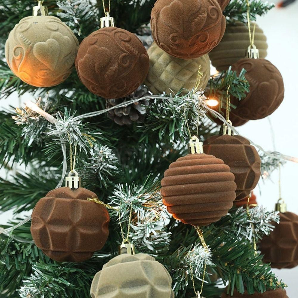 12 Bolas De Natal 6cm Bolas Plásticas De Veludo