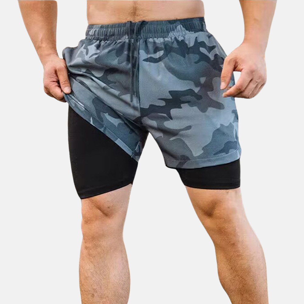 Short Fitness Masculino2 em 1 de Academia com Bolso Interno