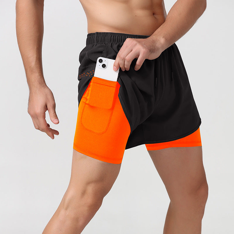 Short Fitness Masculino de Compressão 2 em 1 para Corrida